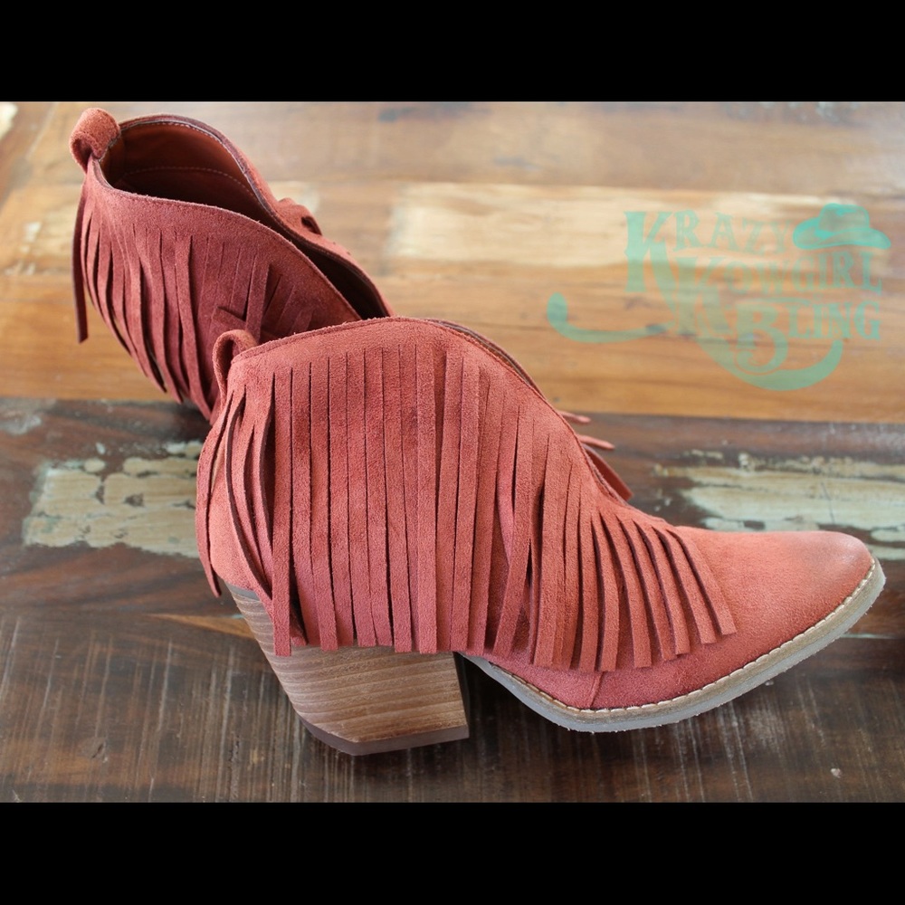 Coconuts By Matisse Fringe Booties Rust - image 5